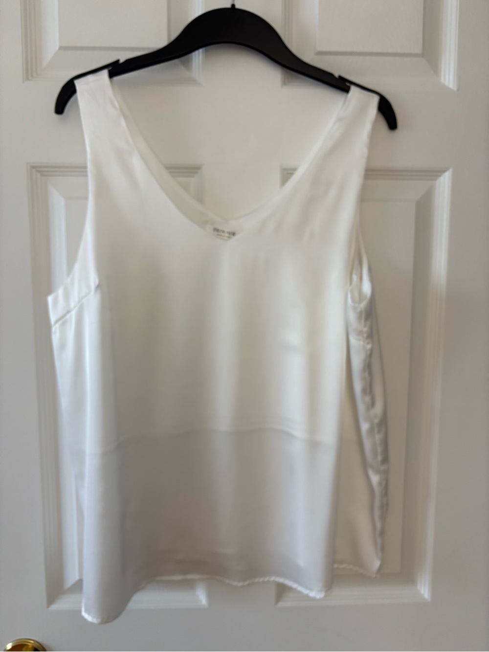 Classic White Satin V-Neck Tank Top